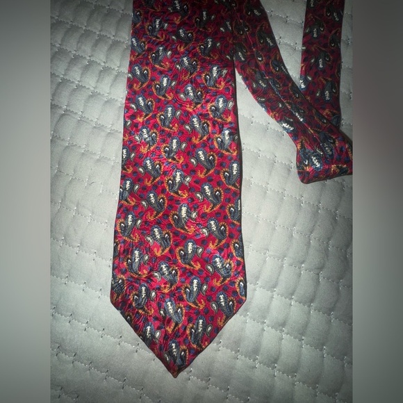 Christian Dior Red Patterned Men's Tie. 100% printed polyester. EUC - Picture 2 of 6